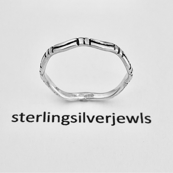 Sterling Silver Bamboo Band Ring, Silver Rings, Tree of Life Ring, Wedding Bands - Picture 9 of 14